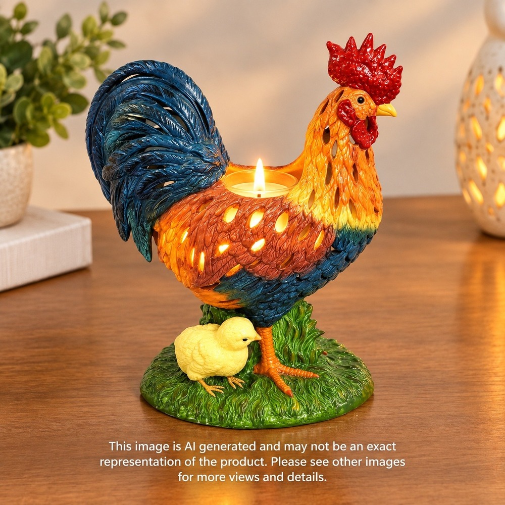 PartyLite Rooster Candle Holder Home Decor Ceramic P3151 Chicks Farmcore